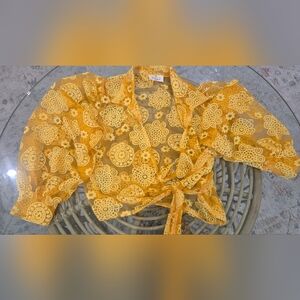 Yellow Sheer Floral Blouse